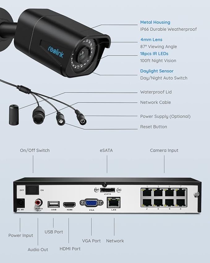 REOLINK 4K Security Camera System, 8MP/4K 8CH NVR - Image 7
