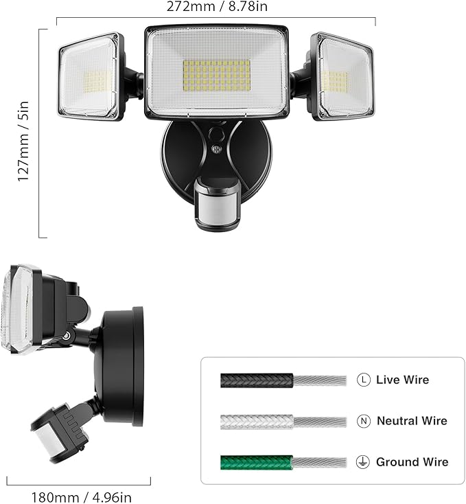 Onforu 2 Pack 100W 11000LM LED Motion Sensor Outdoor Lights, Dusk to Dawn Flood - Image 9
