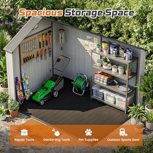 jocoevol heavy duty storage shed, 8x10ft resin outdoor, package contents