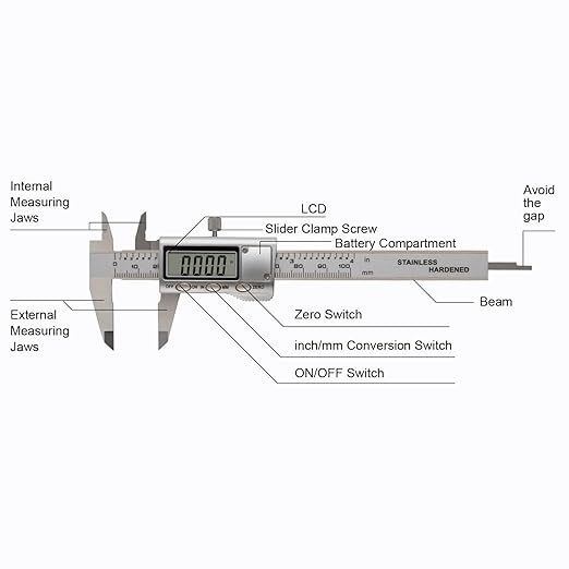 SCITOOLS All-Metal Small Digital Caliper 0-4" Mini Measuring Tool, Micrometer - Image 5
