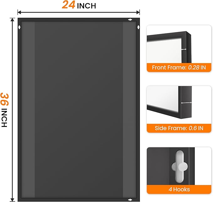 Bathroom Vanity Mirror for Wall, HD Shatterproof Glass, Hangs Horizontally or - Image 8