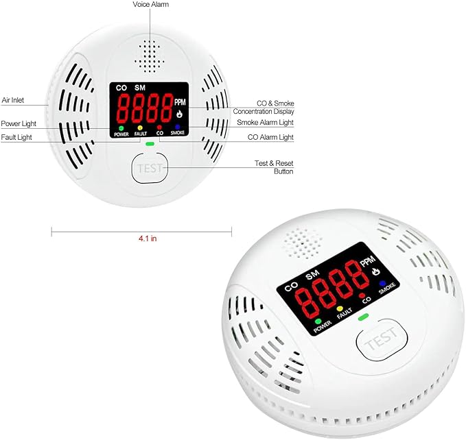 Vzmcov Carbon Monoxide and Smoke Detector Equipped - Image 3