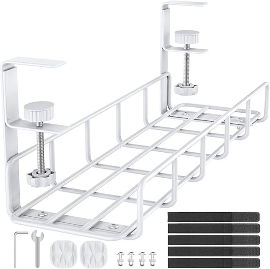15.7” Under Desk Cable Management Tray, No Drill Steel Cable Tray Organizers by REFLYING