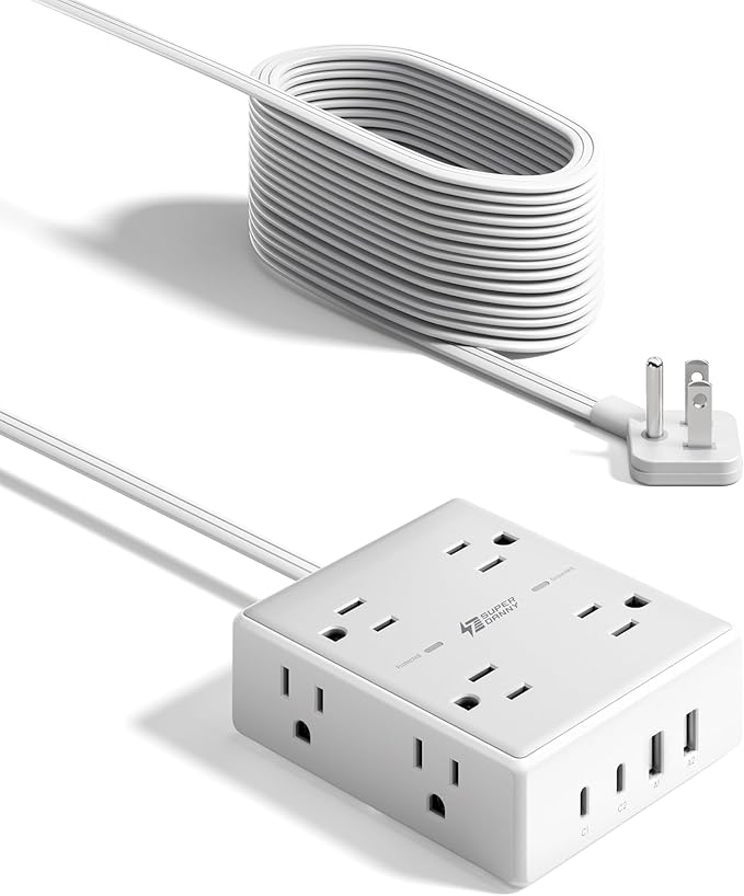 20Ft Long Extension Cord, Flat Plug Power Strip - Image 9