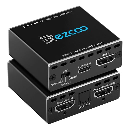 4K@120Hz HDMI 2.1 eARC Audio Extractor 1 in 1 Out Support VRR ALLM HDCP2.3 ARC by EZCOOTECH