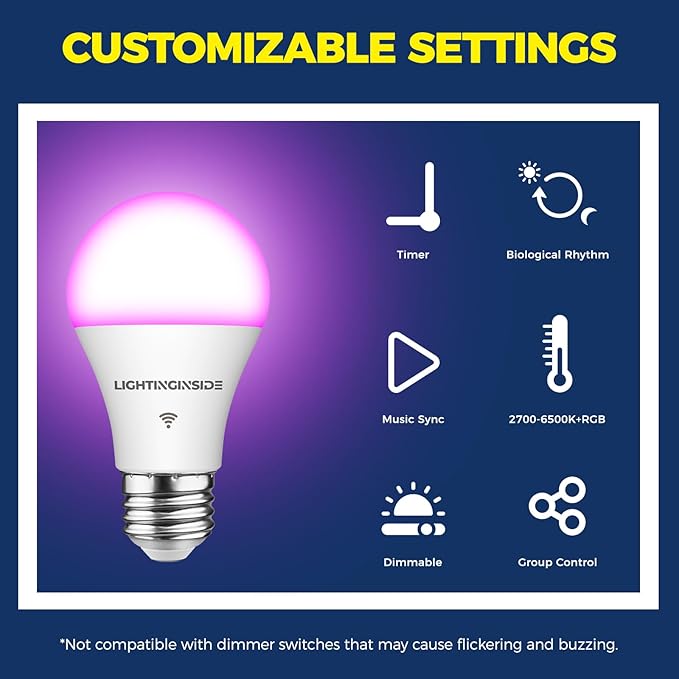 Lightinginside Smart Light Bulbs 60W Equivalent, WiFi Smart Bulb Compatible - Image 6