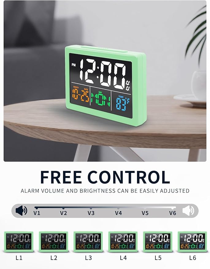 Digital Alarm Clock, with 5.5" Large LED Time Display, Adjustable Alarm Volume - Image 4
