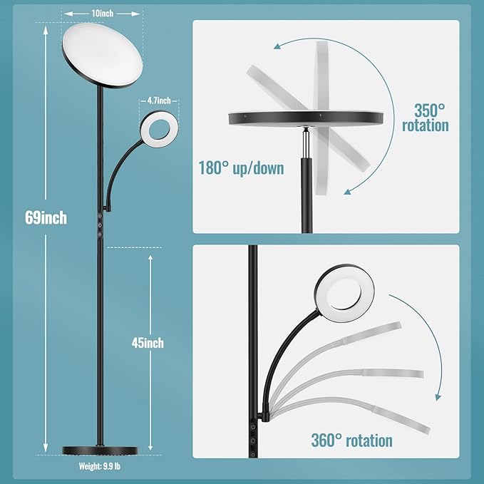 marctronic Floor Lamp, Upgraded 42W 4000LM Super Bright LED Floor Lamp - Image 3