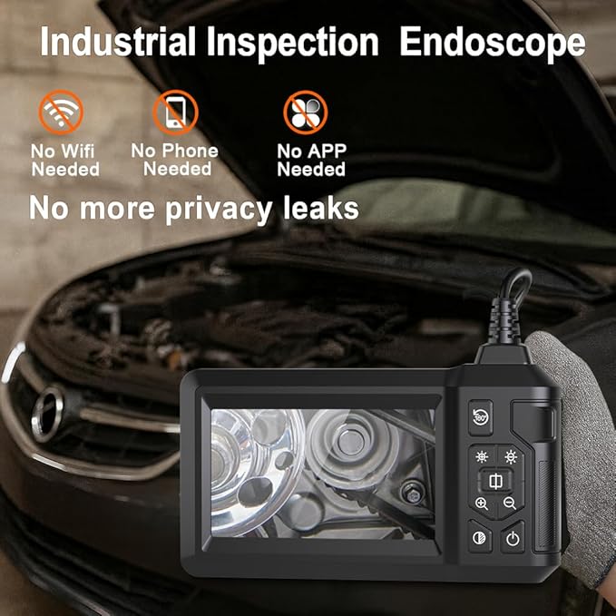 Endoscope Camera with Light, Borescope Camera with 4.3" IPS Screen, 1080P HD - Image 2