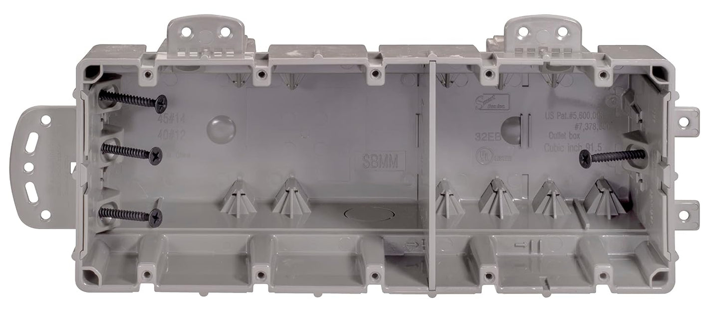 Southwire MSBMMT5G 5 Gang Multi Mount Device Box with Depth Adjustable; Heavy Duty 42lb ; Gray