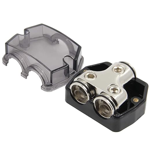 RKURCK 2 Way Power Distribution Block, 0/2/4 AWG Gauge in, 0/4/8/10 Gauge Out - Image 2