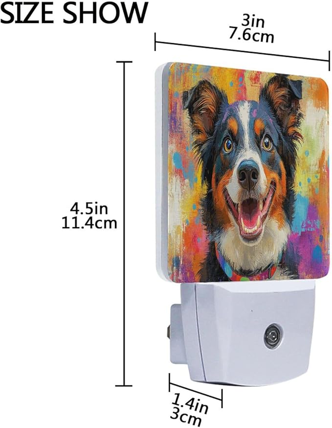 Pigsaly Led Night Light Colorful Australian Shepherds Dog Night Light Plug in - Image 3
