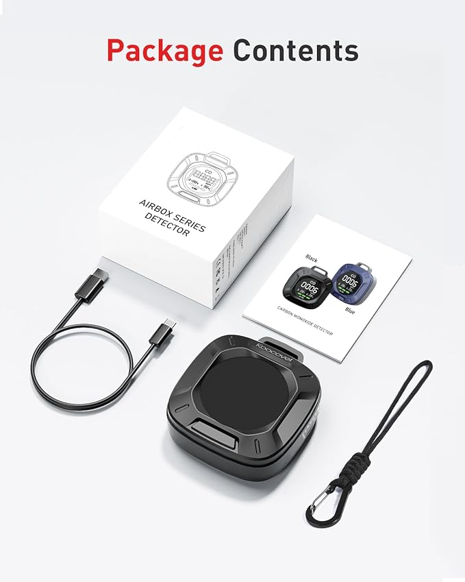 Portable Carbon Monoxide Detector Travel, Rechargeable 3-in-1 CO, Temperature & - Image 8