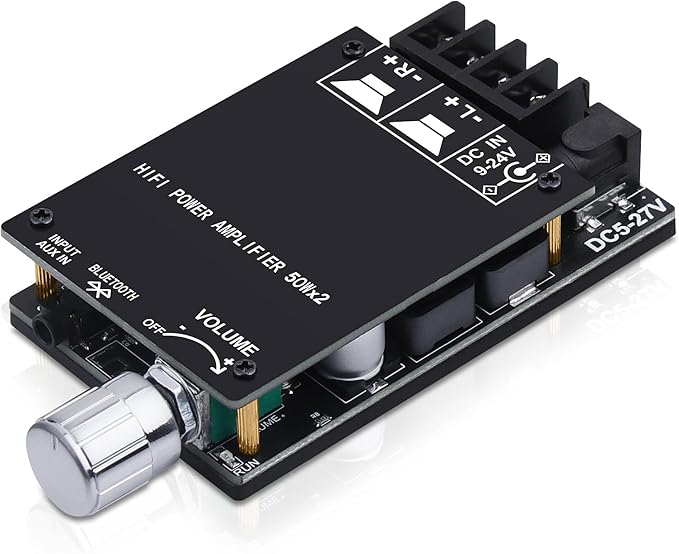 Audio Amplifier Board, ZK-502C Mini Bluetooth Amp Receiver 2.0 Channel 50W x 2 by ARRAROWN