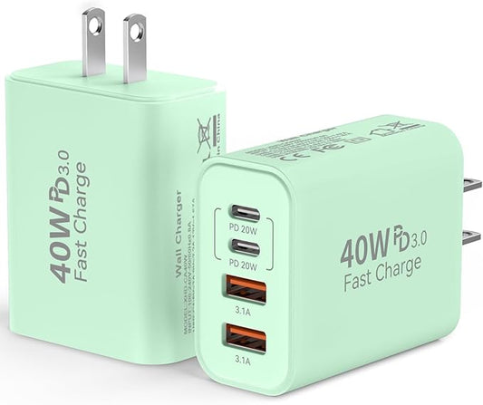 USB C Wall Fast Charger Block, 40W 4-Port Type C Chargers Fast Charging Blocks by Duloch