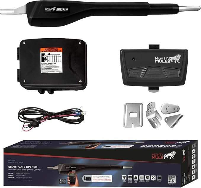 Mighty Mule MM371W Automatic Gate Opener, Smart and Solar Ready, Includes Gate by MightyMule