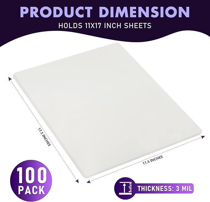 Jiomrzo Laminating Sheets, 100 Pack Laminating Pouches Holds 11 x 17 Inch Sheets - Image 2