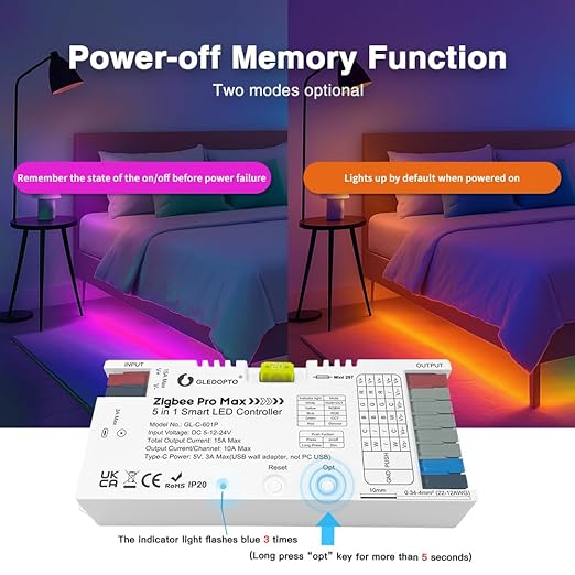 GLEDOPTO ZigBee 3.0 LED Strip Light Controller Pro Max 5 in 1 RGBCCT RGBW RGB - Image 7