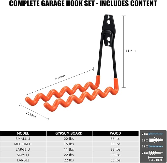 CRXCRC Garage Hooks, 4 Pack Wave Hooks - Image 2