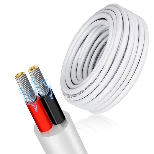 18 Gauge 2 Conductor Electrical Wire, 49.2FT Low Voltage 18/2 Tinned Copper by RESHAKE