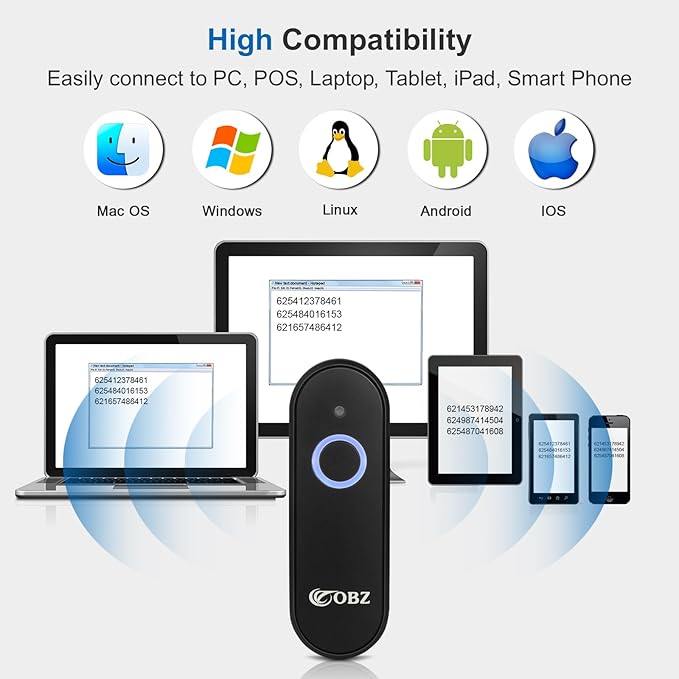 OBZ Mini Bluetooth Barcode Scanner, 2D Wireless Barcode Scanner, Versatile - Image 6