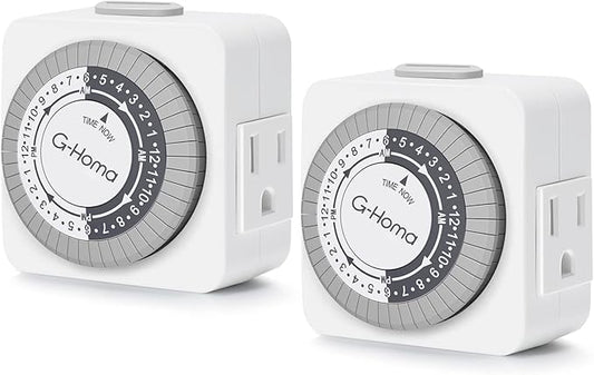 G-Homa Timers for Electrical Outlets, 24 Hour Indoor Plug-in Mechanical Timer by G-Homa