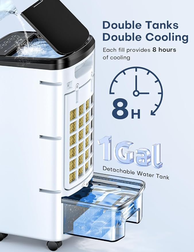 CENSTECH 4-IN-1 Portable Air Conditioners, Evaporative Air Cooler w/3Modes & - Image 5