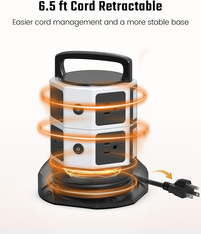 Tower Surge Protector Power Strip, JACKYLED Extension Cord - Image 4