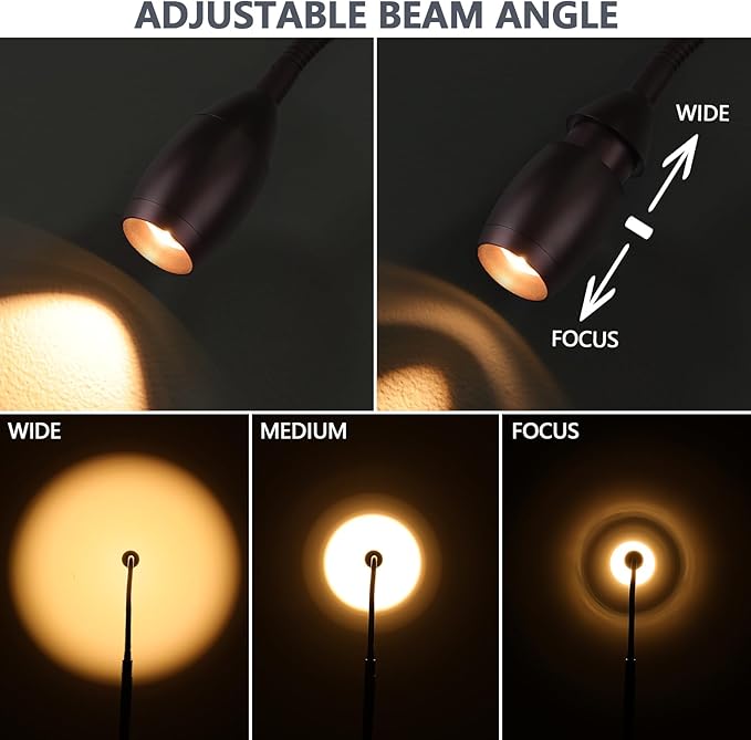 Reading Floor Lamp, Dimmable Zoomable Spotlight, Adjustable Color Beam Standing - Image 2