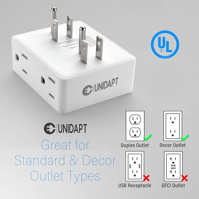 Unidapt Multi Plug Outlet Splitter, Side Splitter Box, Wall Tap Plug Expander - Image 4