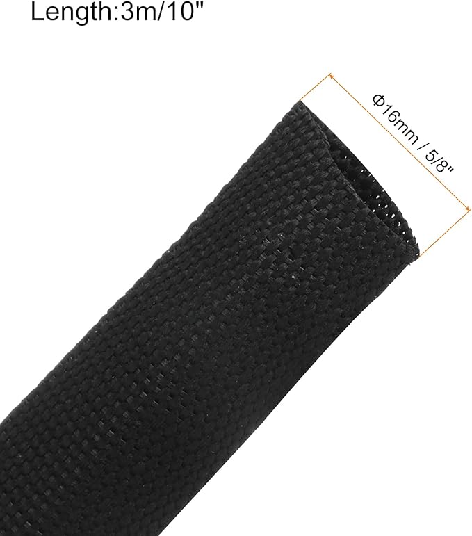 MECCANIXITY Braided Cable Sleeves Heat Shrinkable Fabric Sleeving, 5/8" 10ft - Image 2