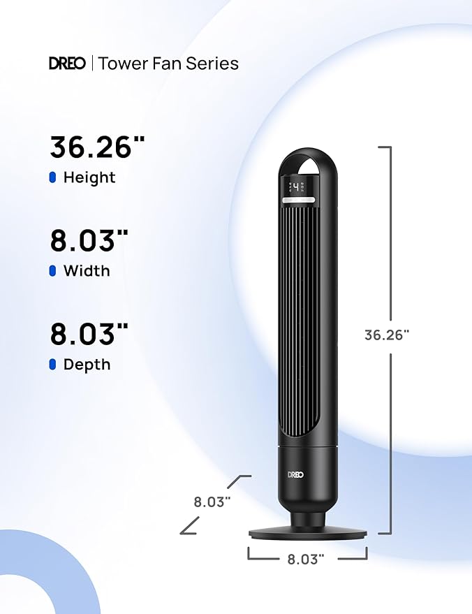 Dreo Tower Fan for Bedroom, 90° Oscillating Standing Fans for Room - Image 8