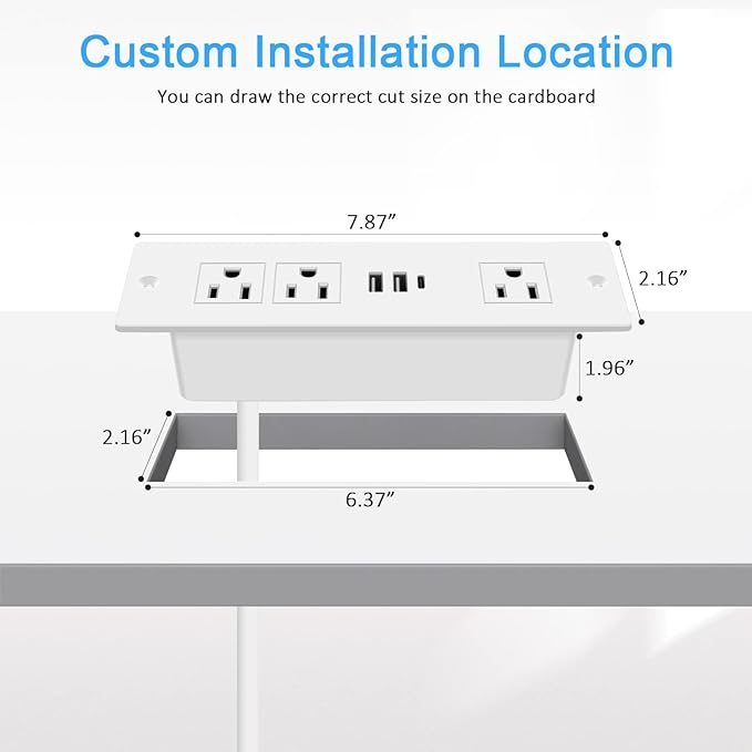 HEZI Recessed Power Strip, Furniture Drawer Outlet - Image 6