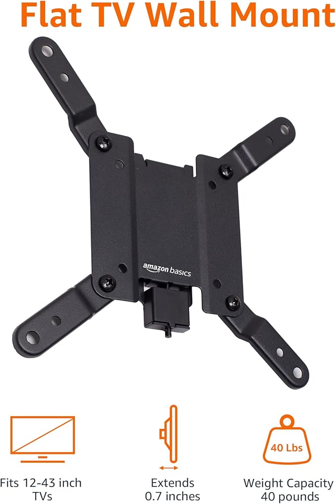Amazon Basics Fixed Flat TV Wall Mount fits 12 to 40 inch TVs and VESA 200x200 - Image 4