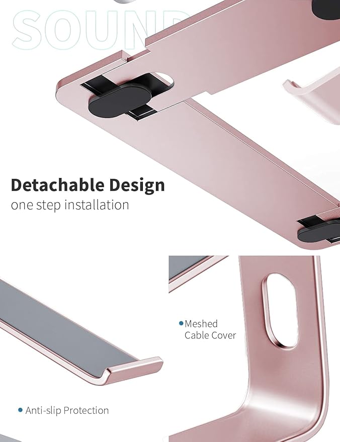 SOUNDANCE Laptop Stand, Aluminum Computer Riser, Ergonomic Laptops Elevator - Image 5