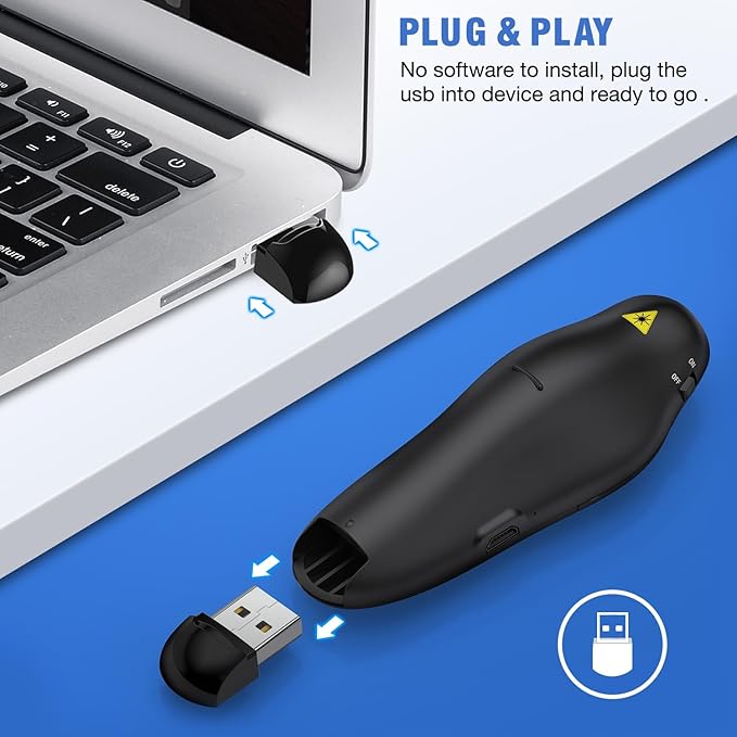 Air Mouse Clicker for Powerpoint Presentations, Rechargeable Wireless Presenter - Image 7