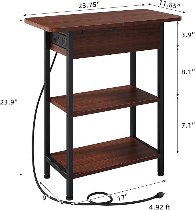 LIDYUK End Table with Charging Station, Flip Top Side Table with USB Ports and - Image 7