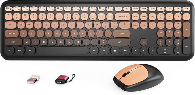 HotFox Wireless Keyboard and Mouse Combo, Full-Size Retro Typewriter Keyboard by Unknown