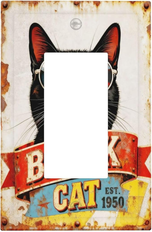 Bvtewkhz Black Cat Vintage 1 Gang Single Rocker Decorative Outlet Covers Light by Unknown