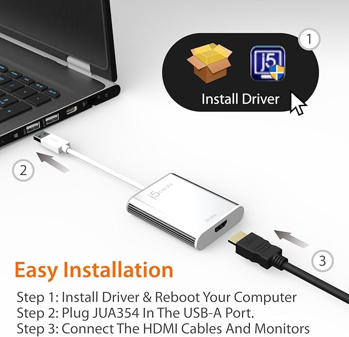 j5create USB 3.0 to 4K HDMI Display Adapter USB 3.0 Male Type-A Connector | - Image 4
