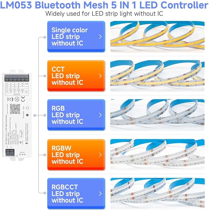 FCOB 5in1 LM053 Bluetooth Mesh PWM LED Controller SmartLife TuyaSmart APP - Image 2
