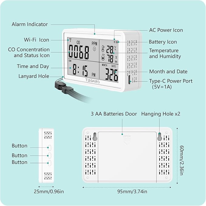 Tuya WiFi Carbon Monoxide Detector Plug in - Image 3