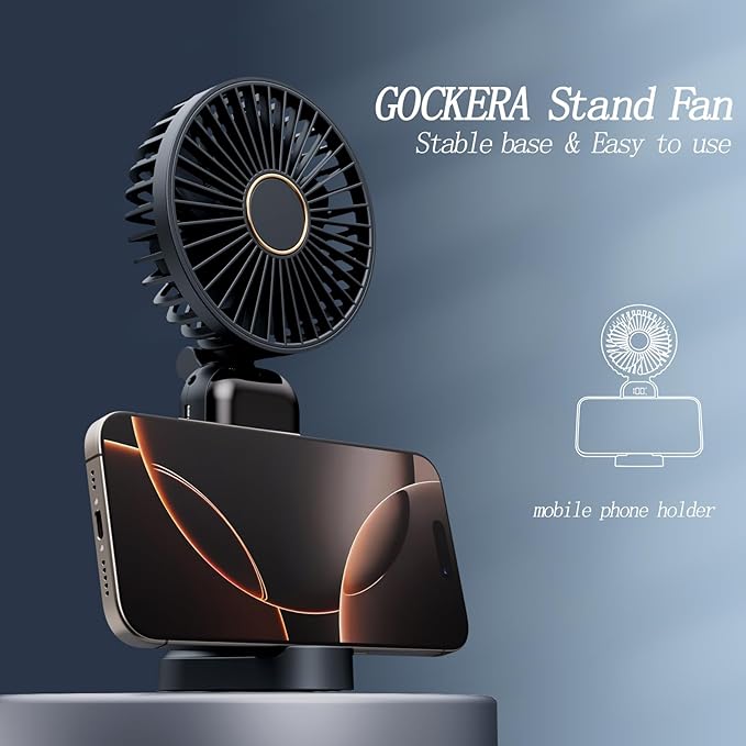 GOCKERA Portable Fan, 4200mAh Battery Operated Fan, 5 Speeds&Digital Display - Image 5