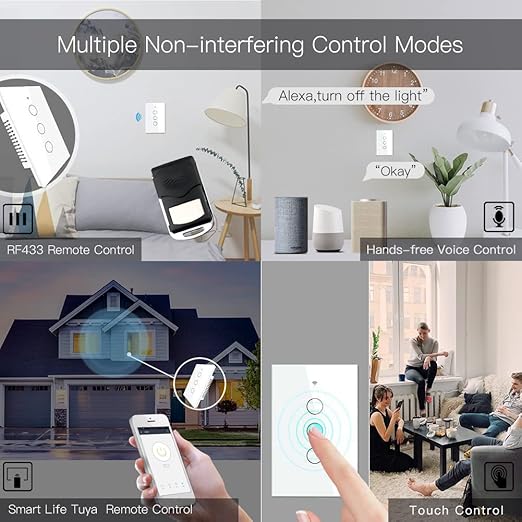 MOES 2.4GHz WiFi Wall Touch Smart Switch Neutral Wire Required, 3 Way - Image 4