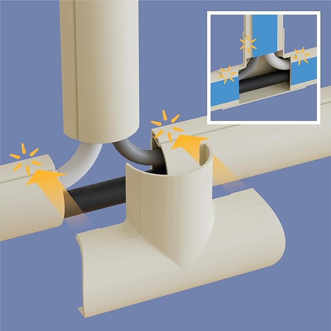 D-Line Medium Cable Raceway Accessory Pack, Join 1.18in x 0.59in Cord Cover - Image 3