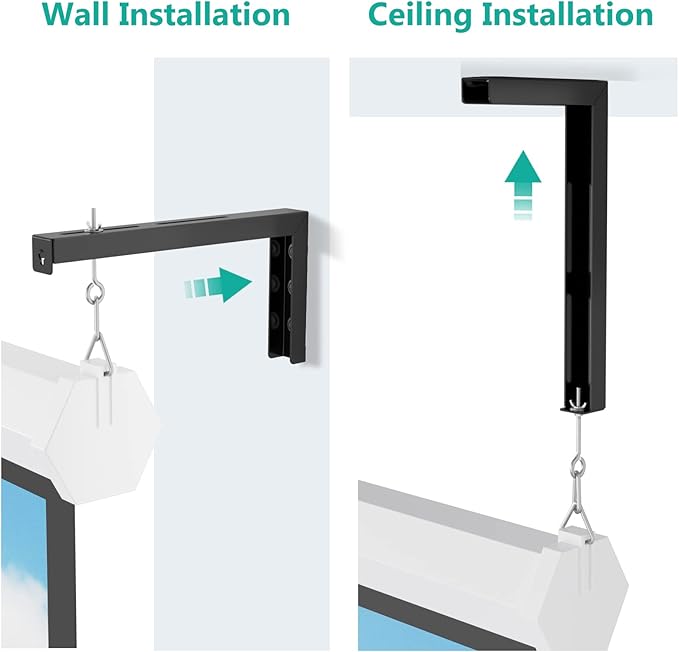 WALI Universal Projector Screen Ceiling Mount, Wall Hanging Mount L-Brackets - Image 6
