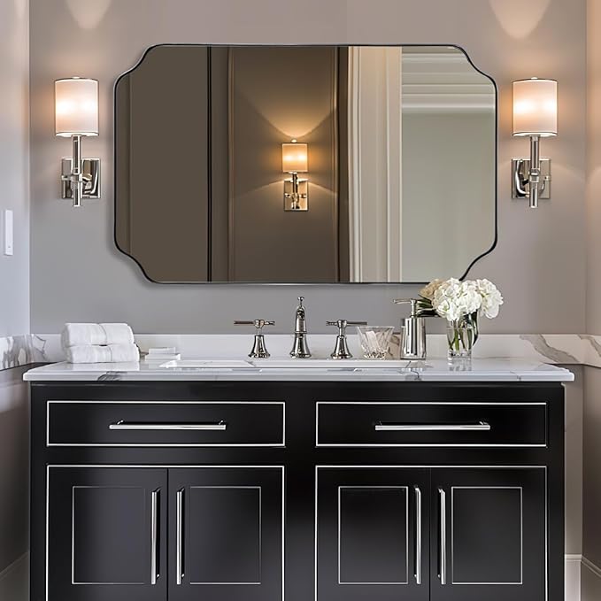 ANDY STAR 30x48 Inch Brushed Nickel Mirror, Large Silver Rectangle Mirror - Image 8