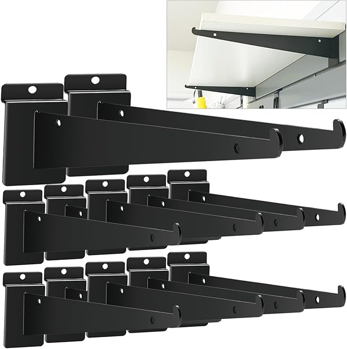 12 Pack Slatwall Knife Shelf Brackets 14 inch, Heavy Duty Slatwall Shelf by APOCHON