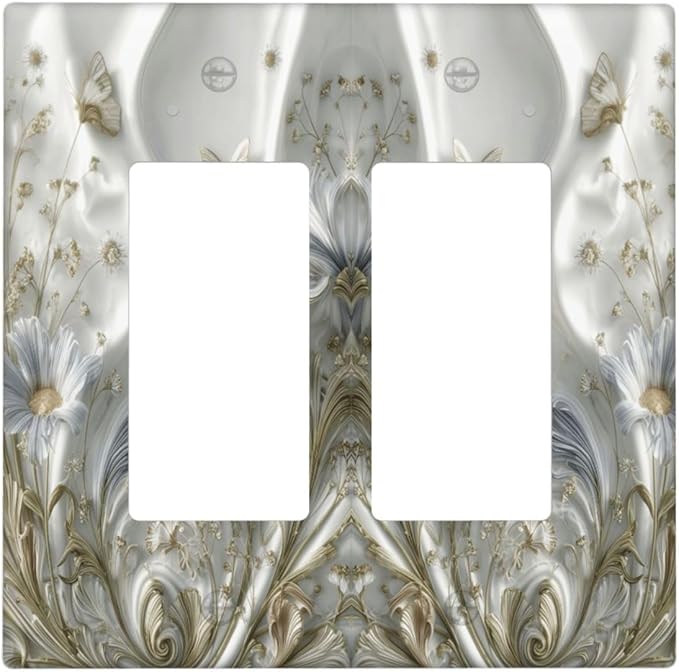 Bvtewkhz Boho Floral Wild Flower 2 Gang Double Rocker Decorative Light Switch - Image 2