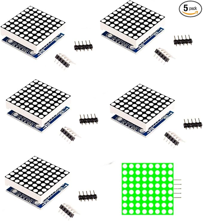 Azuocn 5PCS MAX7219 8x8 Dot Matrix LED Display Module 5V MCU Control MAX7219 by Azuocn
